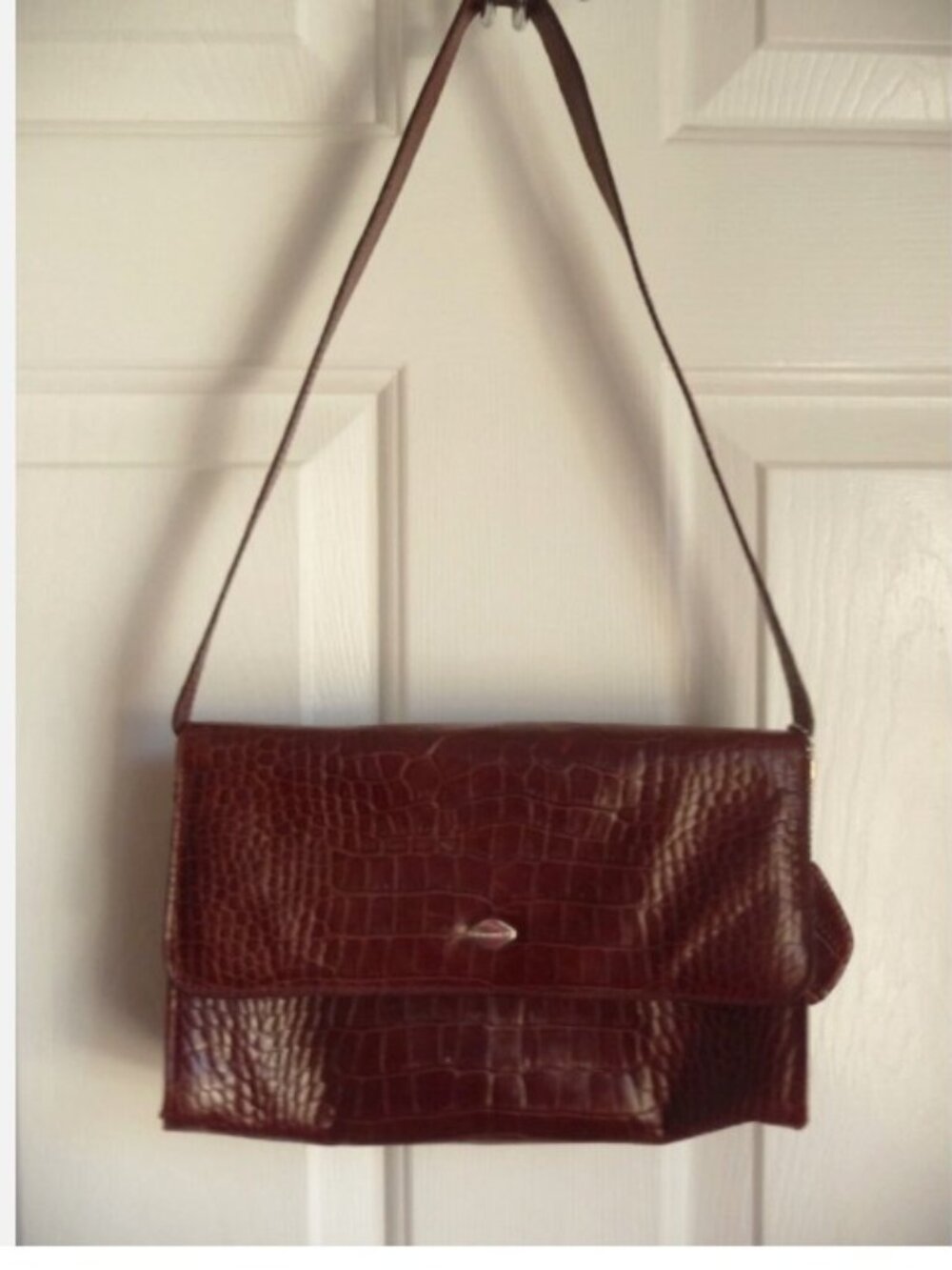 I Santi Shoulder Bag Maroon Croc Embossed Genuine Leather Y2K Vibe Made in Italy